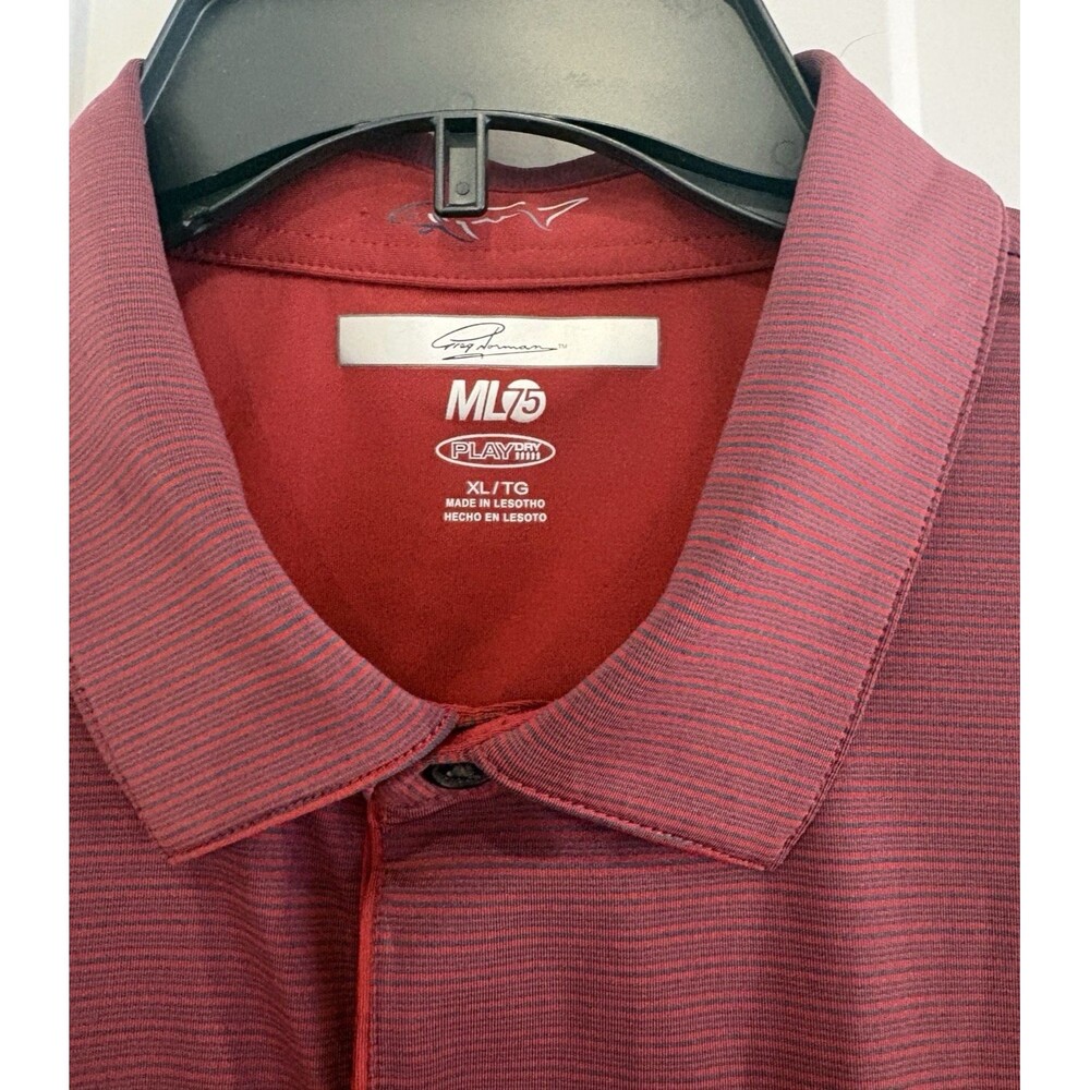 Greg Norman Golf Shirt Men's Size XL Play Dry ML75 Stretch Polo Burgundy Stripe - Picture 6 of 9